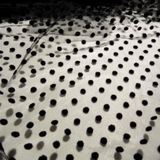 Ткань Сетка флок горох (черный)